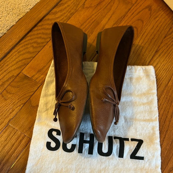 Schutz Brown Leather Arissa Flats 8 - Picture 7 of 10